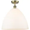 Innovations Lighting Bristol Glass  16" Led Semi-flush Mount - Antique Brass - Matte White In Gold