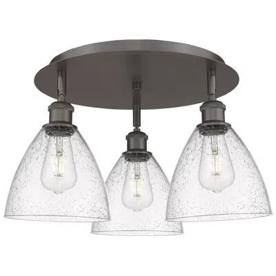 Innovations Lighting Bristol Glass 19.25"w 3 Light Oil Rubbed Bronze Flush Mount W/ Seedy S