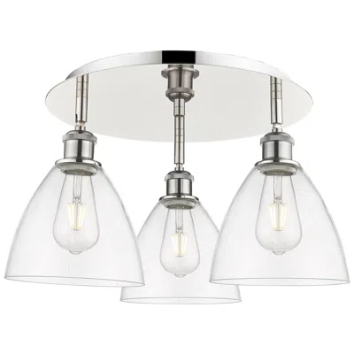 Innovations Lighting Bristol Glass 19.25"w 3 Light Polished Nickel Flush Mount W/ Clear Sha