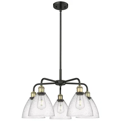 Innovations Lighting Bristol Glass 25.5"w 5 Light Black Brass Stem Chandelier W/ Seedy Shad