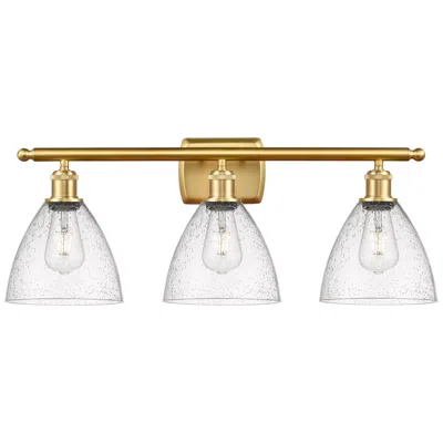Innovations Lighting Bristol Glass 3 Light 28" Bath Light - Satin Gold - Seedy Shade