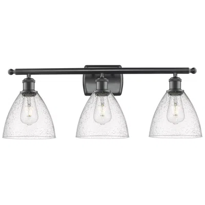 Innovations Lighting Bristol Glass 3 Light 28" Led Bath Light - Matte Black - Seedy Shade