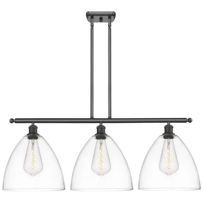 Innovations Lighting Bristol Glass 3 Light 39" Led Island Light - Matte Black  - Clear Shad