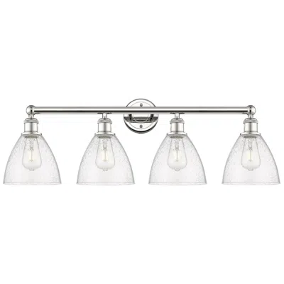 Innovations Lighting Bristol Glass 34.5"w 4 Light Polished Nickel Bath Light With Seedy Sha