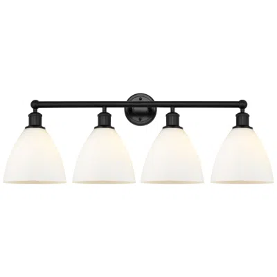 Innovations Lighting Bristol Glass 35" 4-light Matte Black Bath Light W/ Matte White Shade