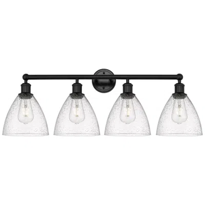 Innovations Lighting Bristol Glass 35" 4-light Matte Black Bath Light W/ Seedy Shade