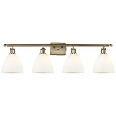 Innovations Lighting Bristol Glass 4 Light 38" Bath Light - Antique Brass - Matte White Sha