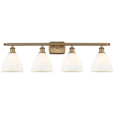 Innovations Lighting Bristol Glass 4 Light 38" Bath Light - Brushed Brass - Matte White Sha
