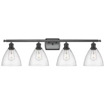 Innovations Lighting Bristol Glass 4 Light 38" Bath Light - Matte Black - Seedy Shade