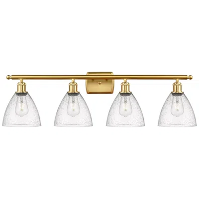 Innovations Lighting Bristol Glass 4 Light 38" Bath Light - Satin Gold - Seedy Shade