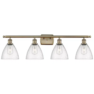 Innovations Lighting Bristol Glass 4 Light 38" Led Bath Light - Antique Brass - Seedy Shade
