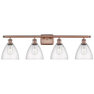 Innovations Lighting Bristol Glass 4 Light 38" Led Bath Light - Antique Copper - Seedy Shad
