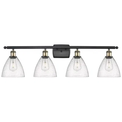 Innovations Lighting Bristol Glass 4 Light 38" Led Bath Light - Black Brass - Seedy Shade