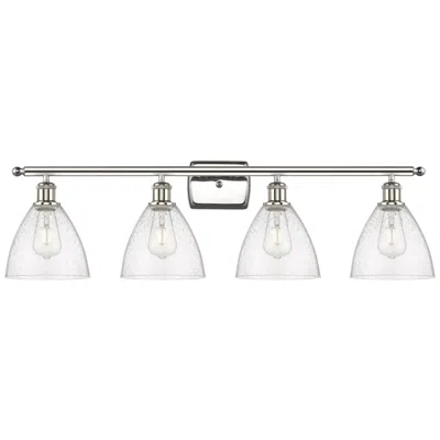 Innovations Lighting Bristol Glass 4 Light 38" Led Bath Light - Polished Nickel - Seedy Sha