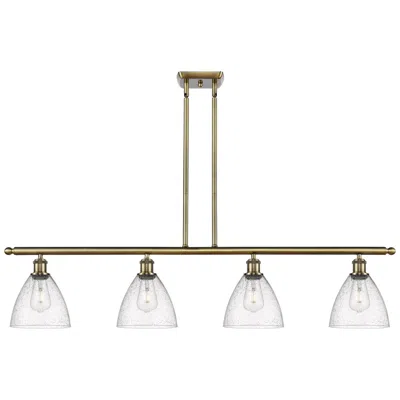Innovations Lighting Bristol Glass 7.5" 4 Light 48" Led Island Light - Antique Brass In Gold