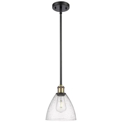Innovations Lighting Bristol Glass 7.5" Wide Black Brass Stem Hung Mini Pendant W/ Seedy Sh