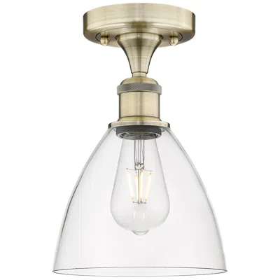 Innovations Lighting Bristol Glass 7.5"w Antique Brass Semi.flush Mount With Clear Glass Sh