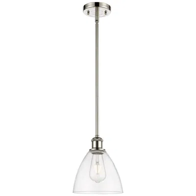 Innovations Lighting Bristol Glass 8" Mini Pendant - Polished Nickel - Seedy Shade In Silver