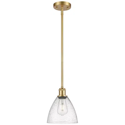 Innovations Lighting Bristol Glass 8" Led Mini Pendant - Satin Gold - Seedy Shade