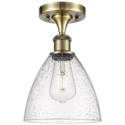 Innovations Lighting Bristol Glass  8" Led Semi-flush Mount - Antique Brass - Seedy Shade In Gold