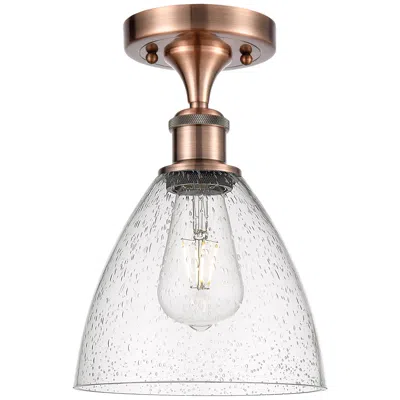 Innovations Lighting Bristol Glass  8" Led Semi-flush Mount - Antique Copper - Seedy Shade