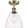 Innovations Lighting Bristol Glass  8" Semi-flush Mount - Antique Brass - Clear Shade In Transparent