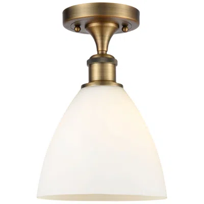 Innovations Lighting Bristol Glass  8" Semi-flush Mount - Brushed Brass - Matte White Shade
