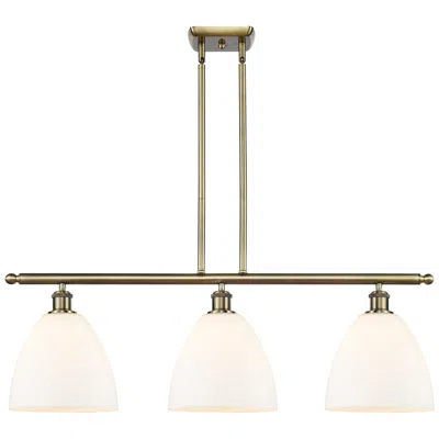 Innovations Lighting Bristol Glass 9" 3 Light 36" Led Island Light - Brass  - White In Multi