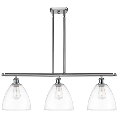 Innovations Lighting Bristol Glass 9" 3 Light 36" Led Island Light - Satin Nickel  - C In Animal Print