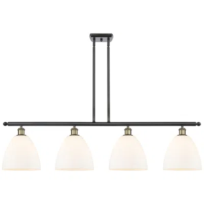 Innovations Lighting Bristol Glass 9" 4 Light 48" Island Light - Black Brass  - White