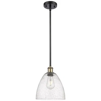 Innovations Lighting Bristol Glass 9" Black Antique Brass Mini Pendant W/ Seedy Shade