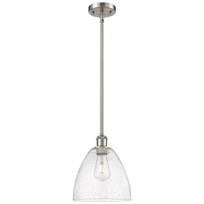 Innovations Lighting Bristol Glass 9" Brushed Satin Nickel Mini Pendant W/ Seedy Shade