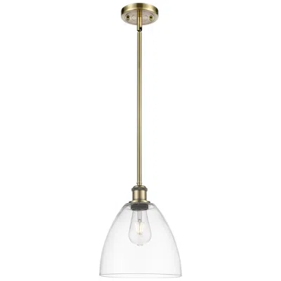 Innovations Lighting Bristol Glass 9" Led Mini Pendant - Antique Brass - Clear Shade