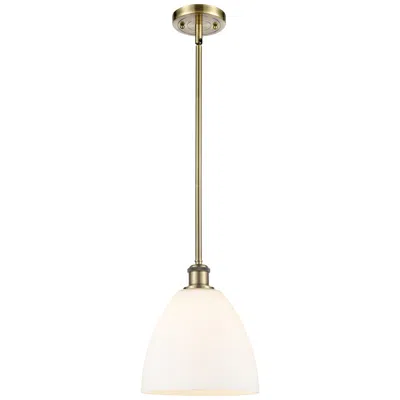 Innovations Lighting Bristol Glass 9" Led Mini Pendant - Antique Brass - Matte White Shade In Gold