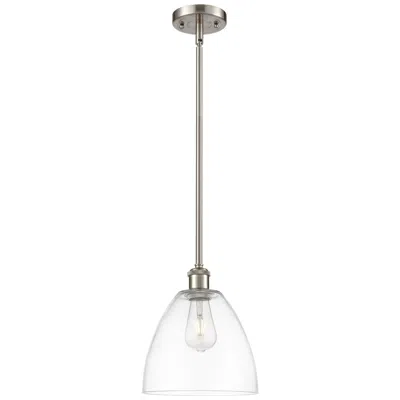 Innovations Lighting Bristol Glass 9" Led Mini Pendant - Brushed Satin Nickel - Clear Shade