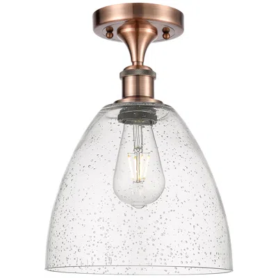 Innovations Lighting Bristol Glass  9" Led Semi-flush Mount - Antique Copper - Seedy Shade
