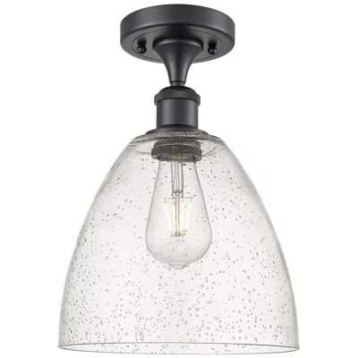 Innovations Lighting Bristol Glass  9" Led Semi-flush Mount - Matte Black - Seedy Shade