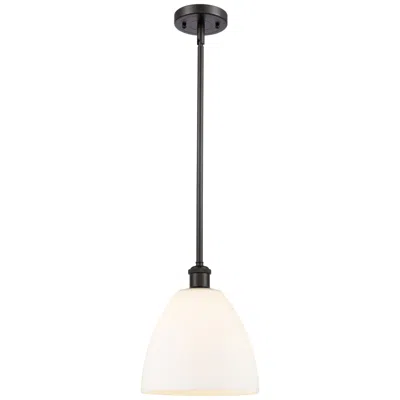 Innovations Lighting Bristol Glass 9" Mini Pendant - Oil Rubbed Bronze - Matte White Shade In Black
