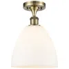 Innovations Lighting Bristol Glass  9" Semi-flush Mount - Antique Brass - Matte White Shade In Gold
