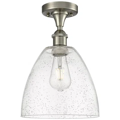 Innovations Lighting Bristol Glass 9" Semi-flush Mount - Brushed Satin Nickel - Seedy Shade