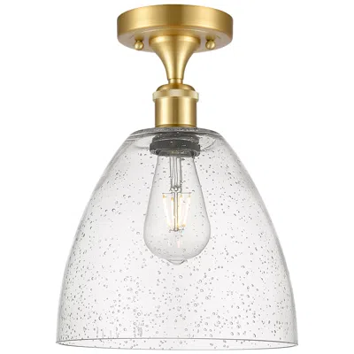 Innovations Lighting Bristol Glass  9" Semi-flush Mount - Satin Gold - Seedy Shade