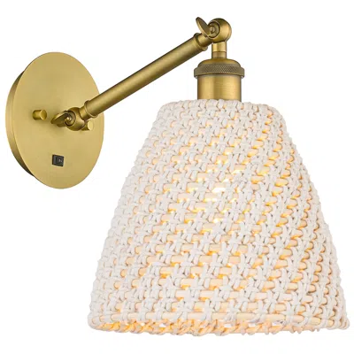 Innovations Lighting Bristol Natural 11" High Brushed Brass Adjustable Sconce W/ Natural Shade