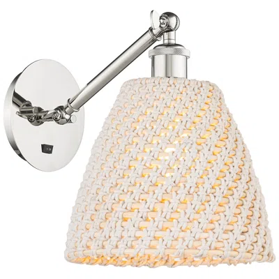 Innovations Lighting Bristol Natural 11" High Polished Nickel Adjustable Sconce W/ Natural Shade