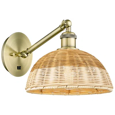 Innovations Lighting Bristol Natural Ii 11" High Brass Adjustable Sconce W/ Natural Shade