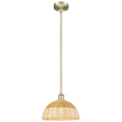 Innovations Lighting Bristol Natural Ii 11.75" Wide Antique Brass Mini Pendant W/ Natural Shade