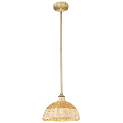 Innovations Lighting Bristol Natural Ii 11.75" Wide Brushed Brass Mini Pendant W/ Natural Shade