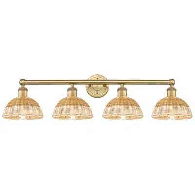 Innovations Lighting Bristol Natural Ii 12" High 4-light Brass Vanity Light W/ Natural Shade In Gold