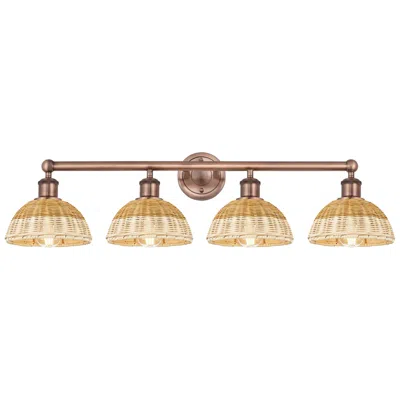 Innovations Lighting Bristol Natural Ii 12" High 4-light Copper Vanity Light W/ Natural Shade In Brown