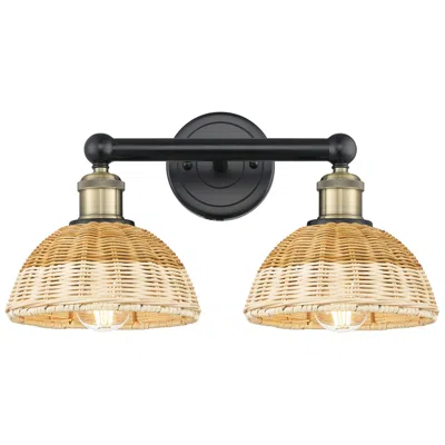 Innovations Lighting Bristol Natural Ii 12"h 2-light Black Brass Vanity Light W/ Natural Shade In Brown