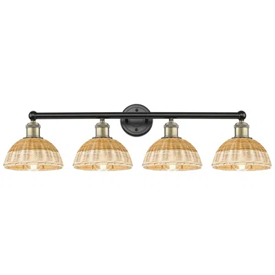 Innovations Lighting Bristol Natural Ii 12"h 4-light Black Brass Vanity Light W/ Natural Shade In Multi